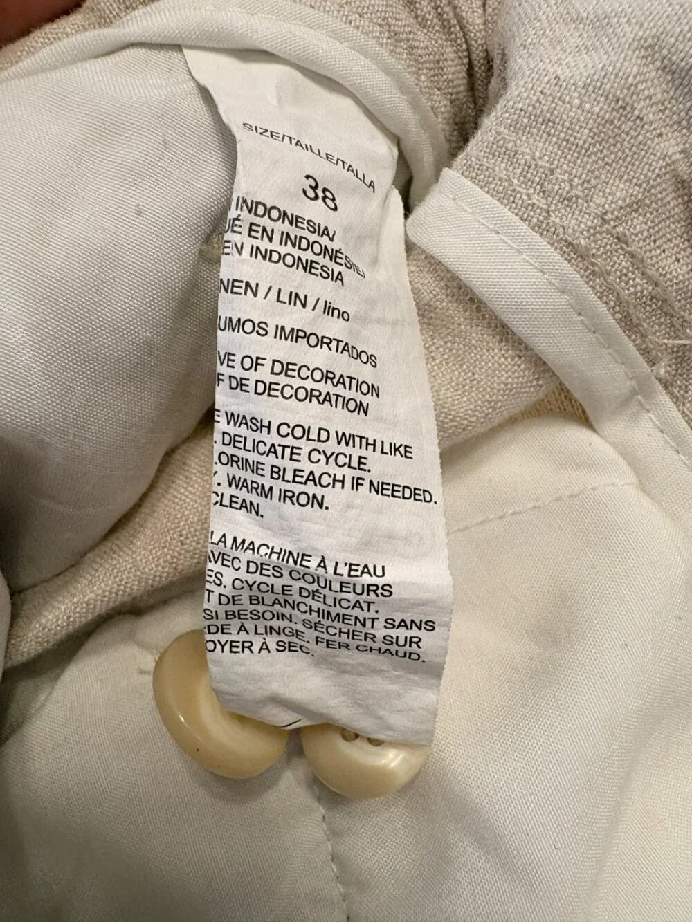 Perry Ellis Natural Beige 100% Linen Pants 32